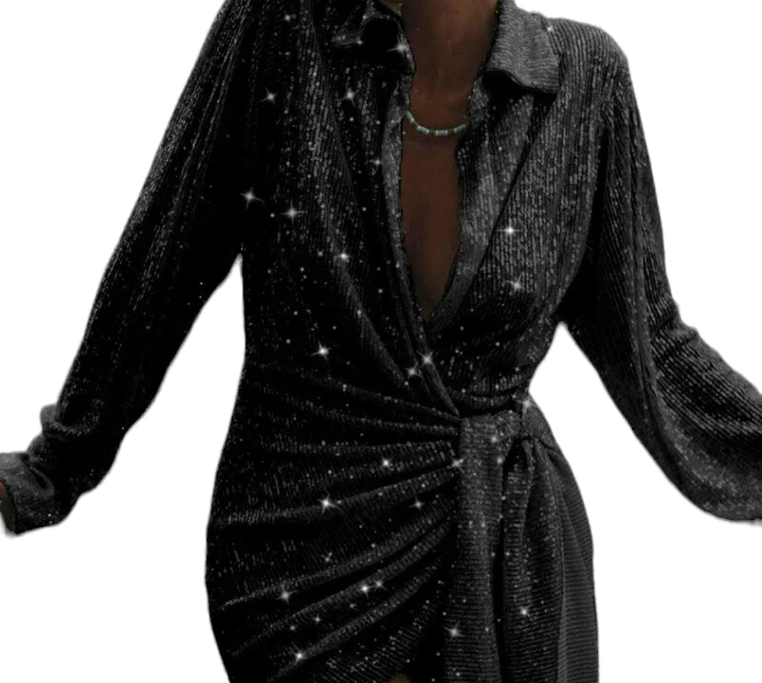 PRE ORDER DIVA SEQUIN GLITTER WRAP DRESS