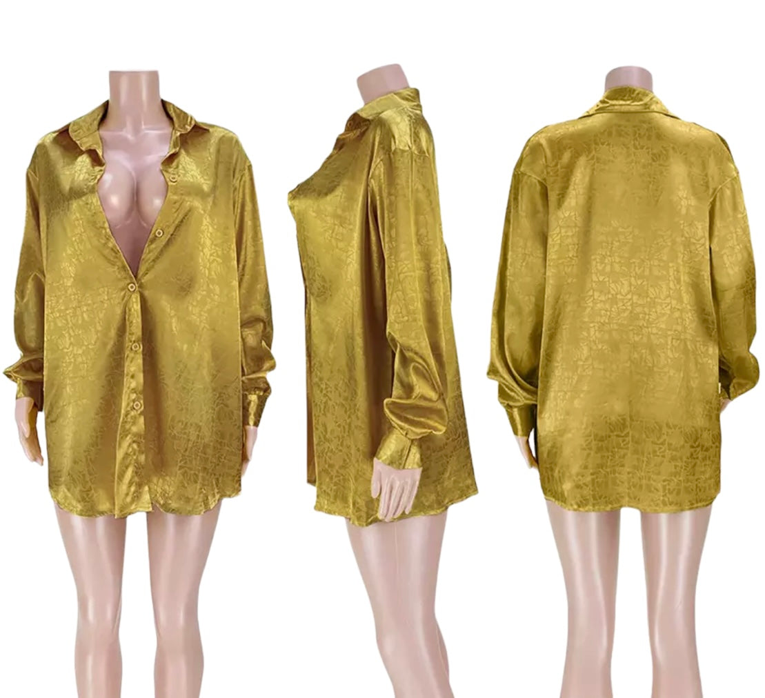 PRE ORDER ROMA GOLD JACQUARD SHIRT DRESS