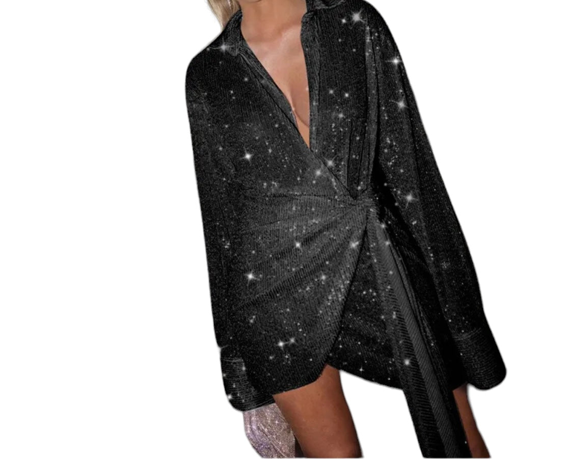 PRE ORDER DIVA SEQUIN GLITTER WRAP DRESS