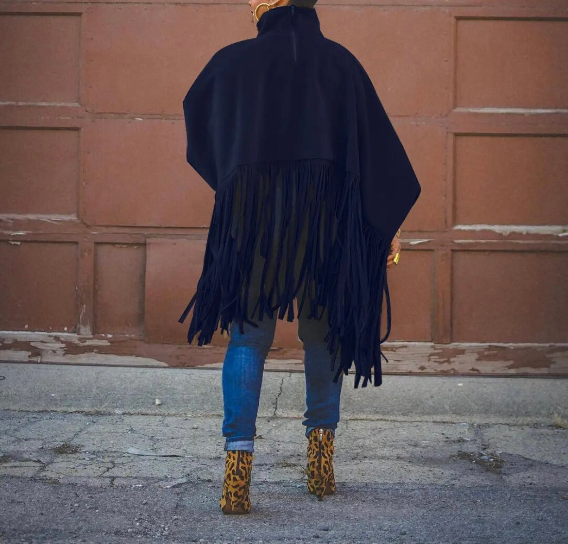 PRE ORDER POMONA TASSEL HEM BATWING SLEEVE CAPE