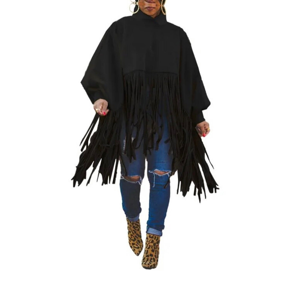 PRE ORDER POMONA TASSEL HEM BATWING SLEEVE CAPE