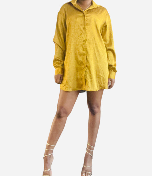 PRE ORDER ROMA GOLD JACQUARD SHIRT DRESS